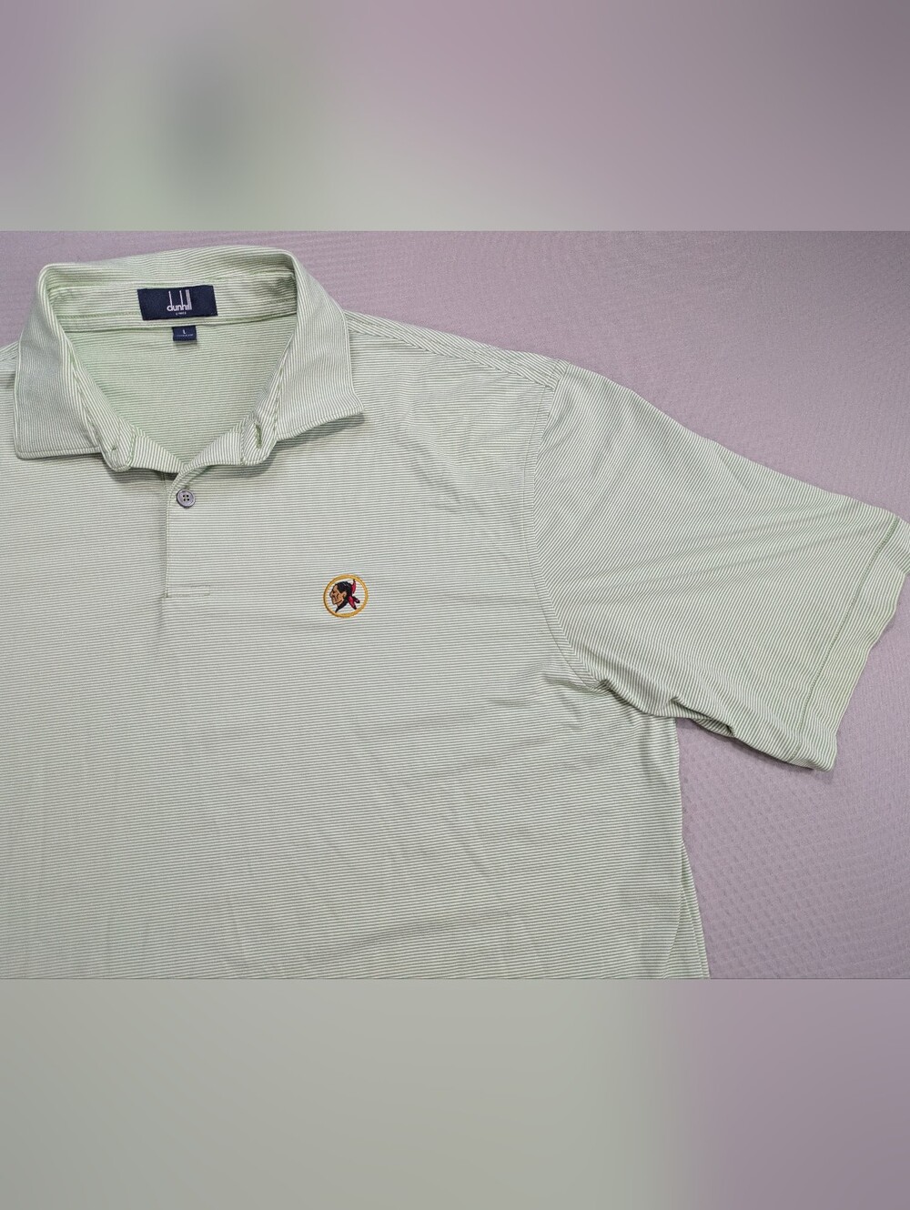 Dunhill Seminole Golf Club Polo Shirt Men L Green Stripe Short Sleeve